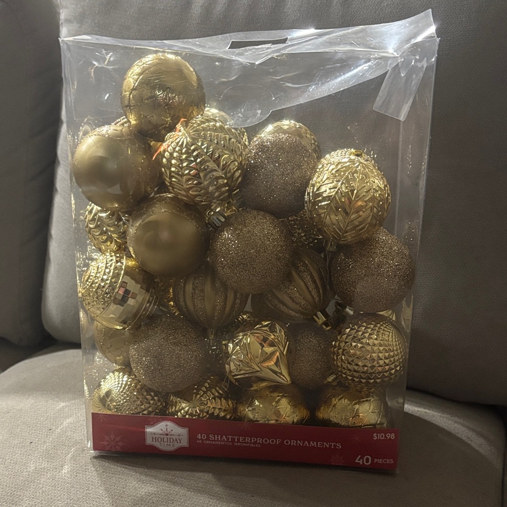 Holiday Time Glittering Gold Ornaments